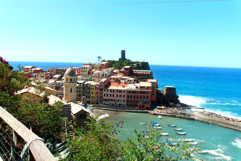 the marina of vernazza view from the paths