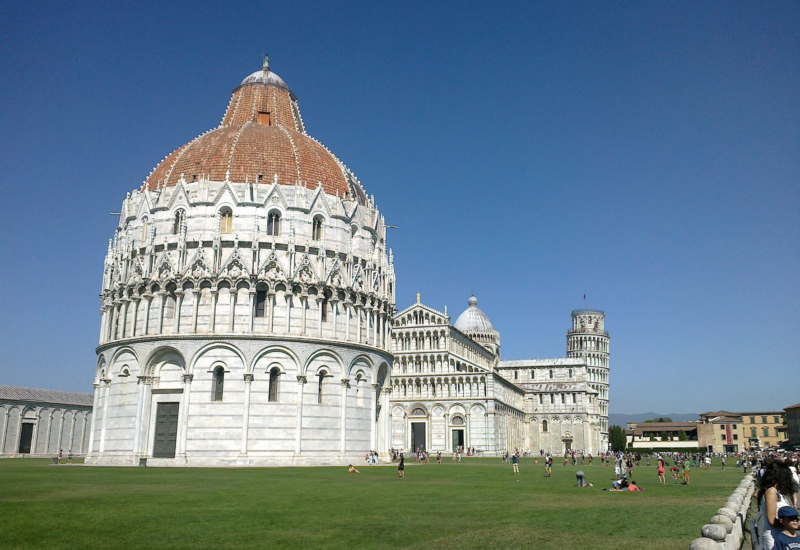 pisa, the leaning tower, the cathedral and the baptistery