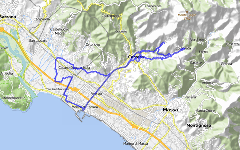 Carrara marble quarries and surroundings
