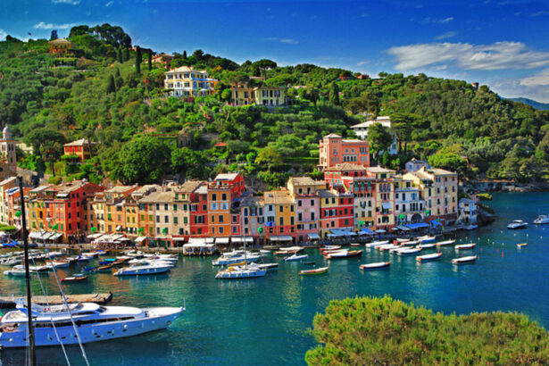 view of Portofino - beautiful town of Ligurian coast, Italy