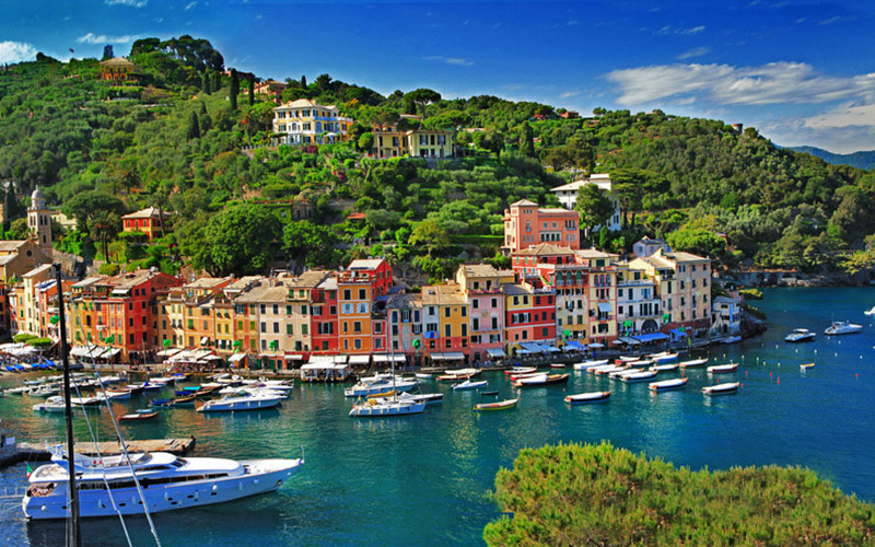 view of Portofino - beautiful town of Ligurian coast, Italy