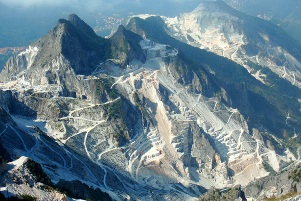 carrara marbler quarries aerial view