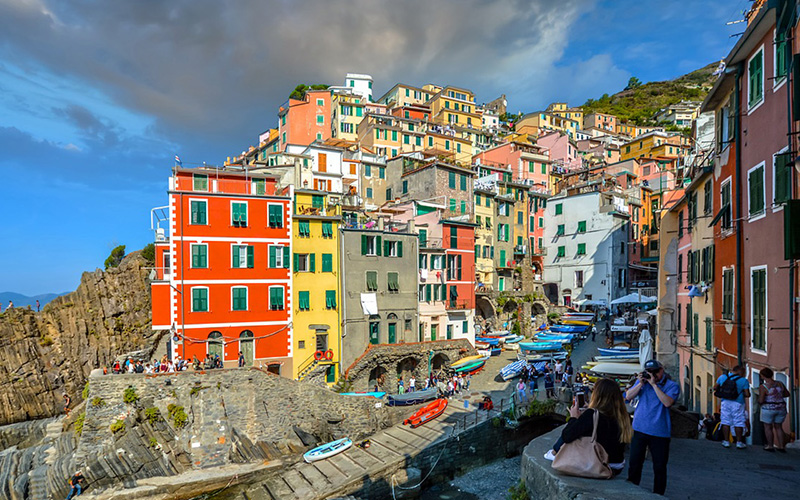 view of the marina of riomaggiore, cinque terre