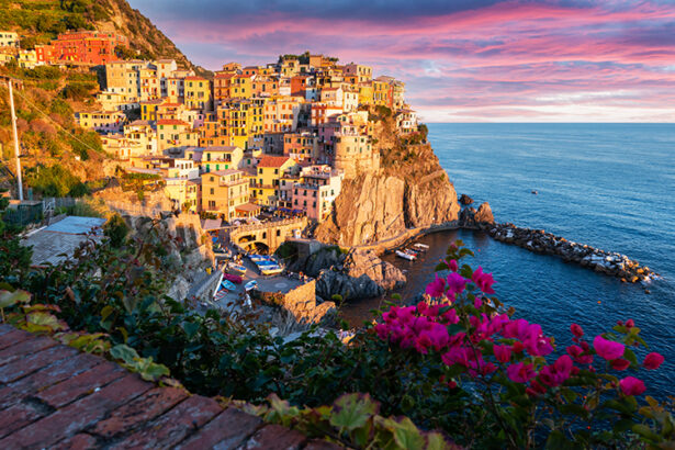 cinque terre manarola landscape from the sea