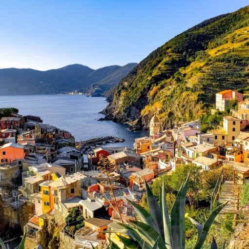 view of vernazza from the paths