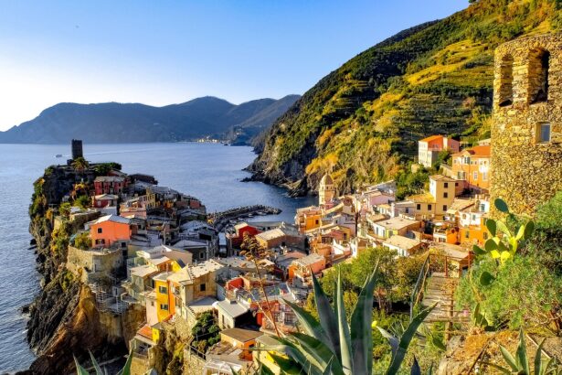 view of vernazza from the paths