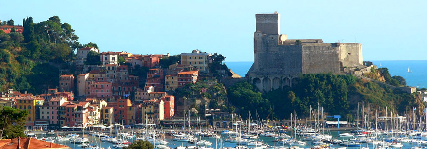 lovely view of lerici with the marina and the castle