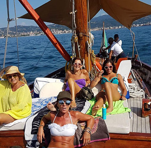 5 terre, girls on a private boat in bikini