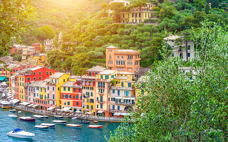 liguria, baia di portofino, veduta panoramica