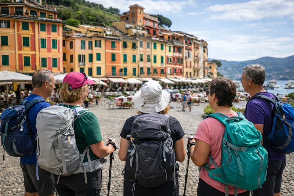 hikers visiting portofino after the excursion