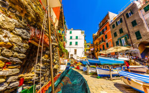 5 terre, riomaggiore, colorful boats stored in the marina
