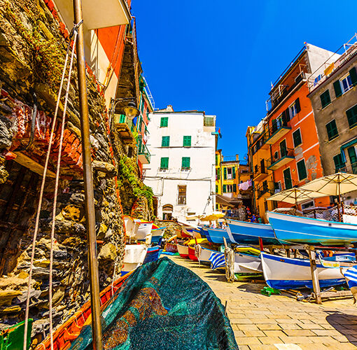 5 terre, riomaggiore, solorful boats stored in the marina