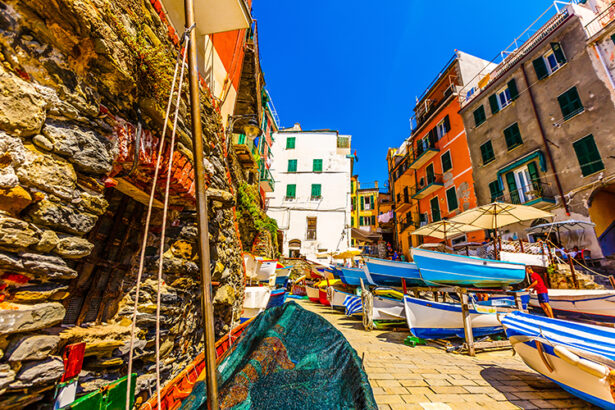 5 terre, riomaggiore, solorful boats stored in the marina