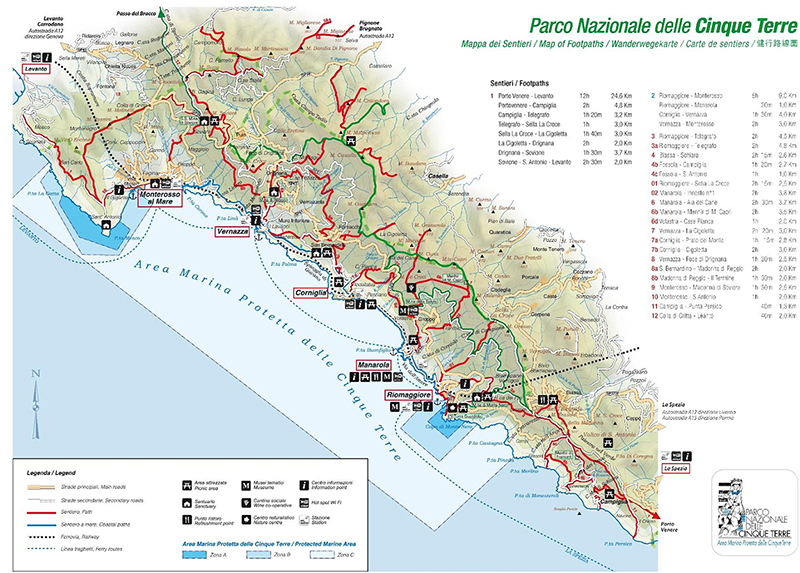 map of the cinque terre footpaths
