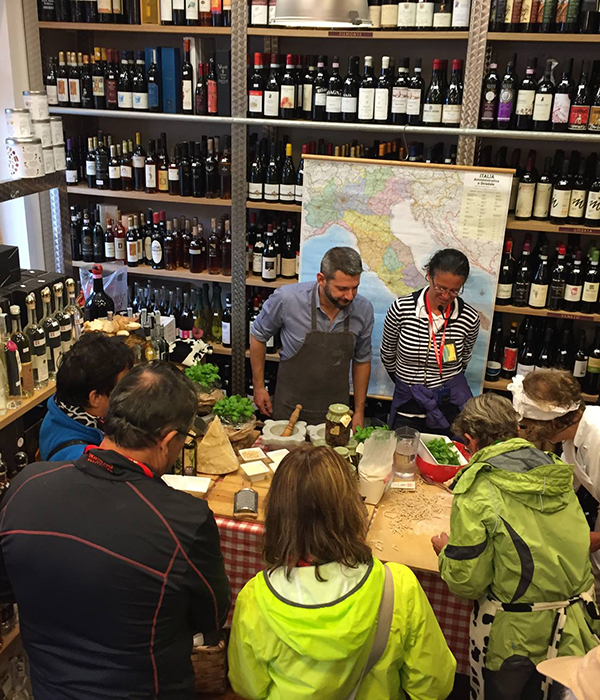 tourist guides translating during the pesto making demostration