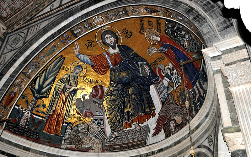 firenze, chiesa di s. miniato la monte, mosaico cristo pantocrator
