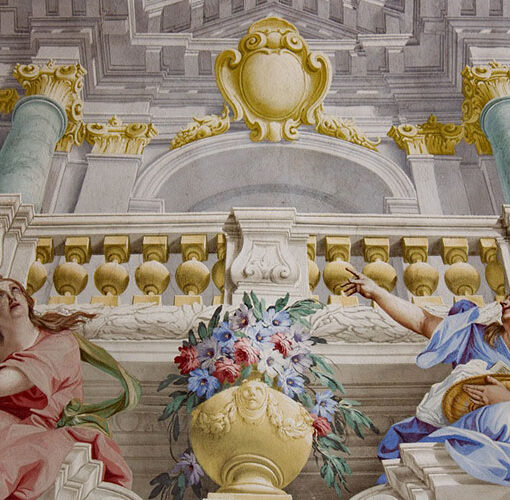 detail of a baroque fresco in pontremoli