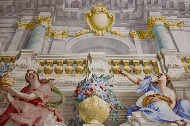 detail of a baroque fresco in pontremoli