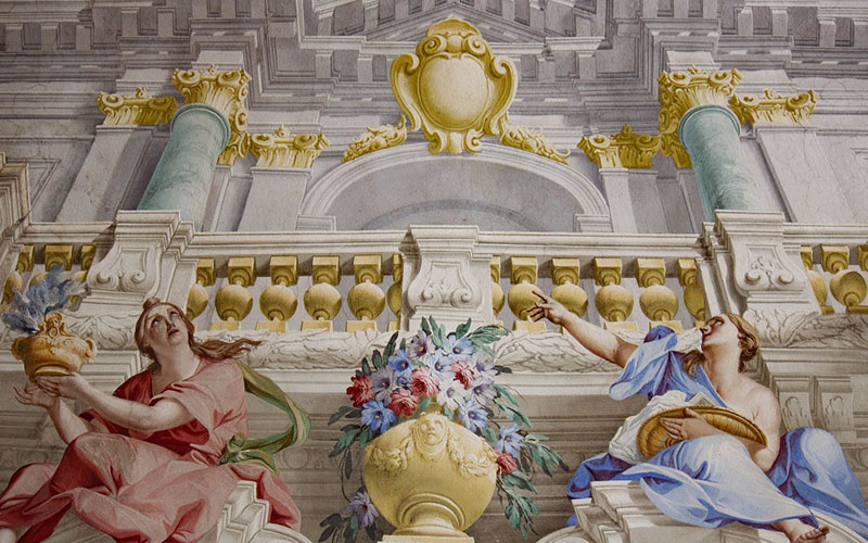 detail of a baroque fresco in pontremoli