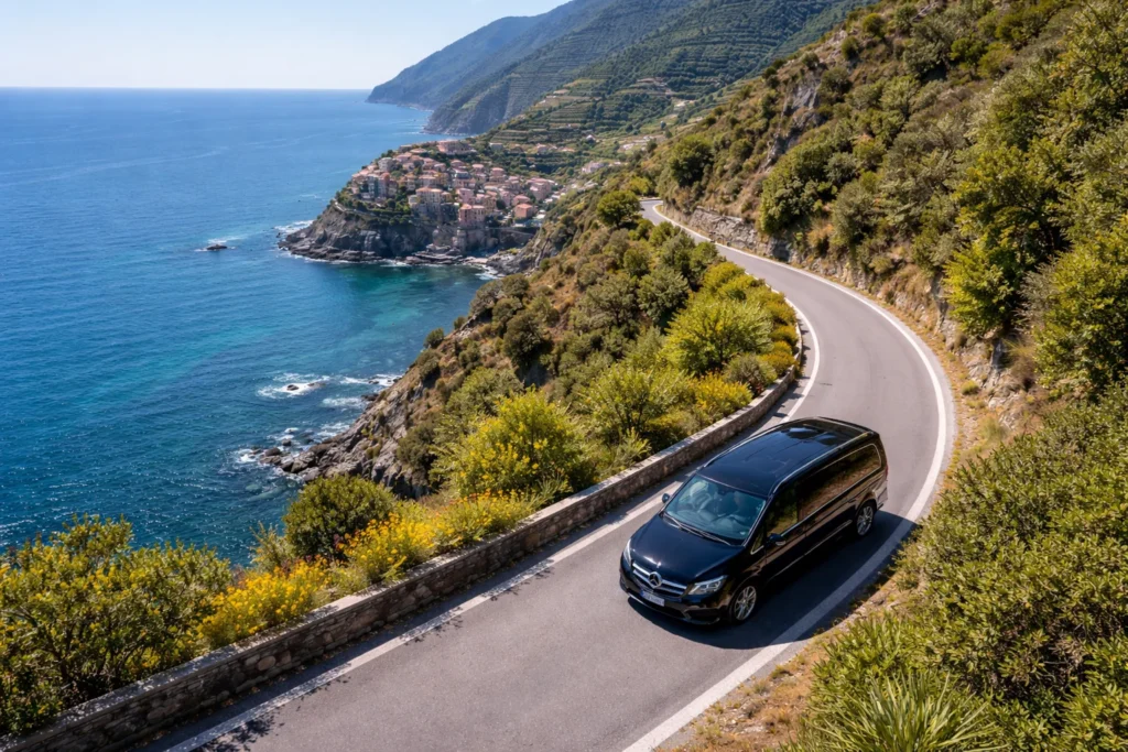 transfer with driver Liguria coastal road