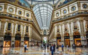 Shopping streets in Milan city center