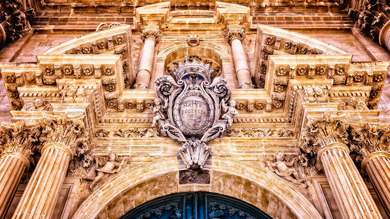 detail of a baroque church in noto, sicily